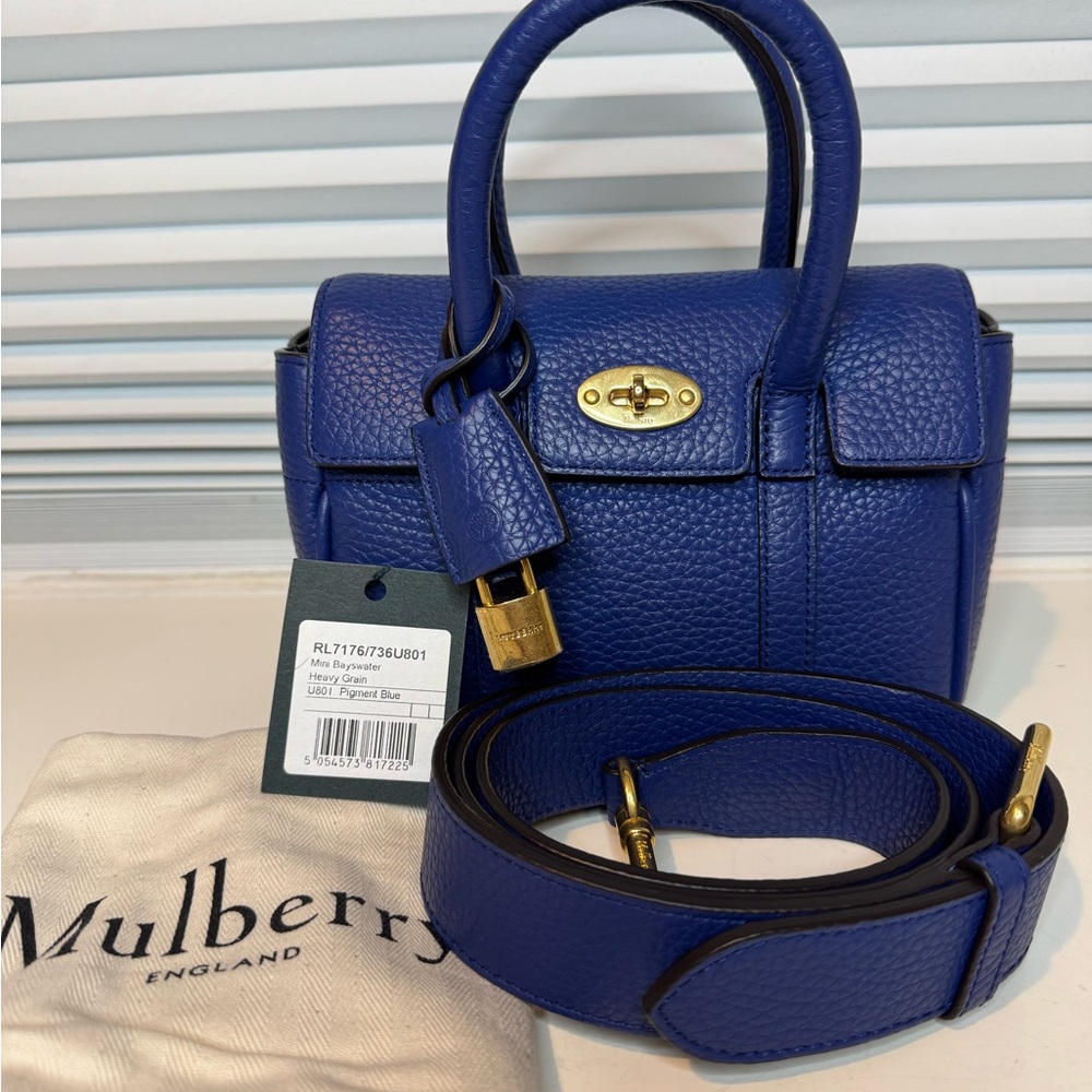 Mulberry mini bayswater heavy grain pigment blue